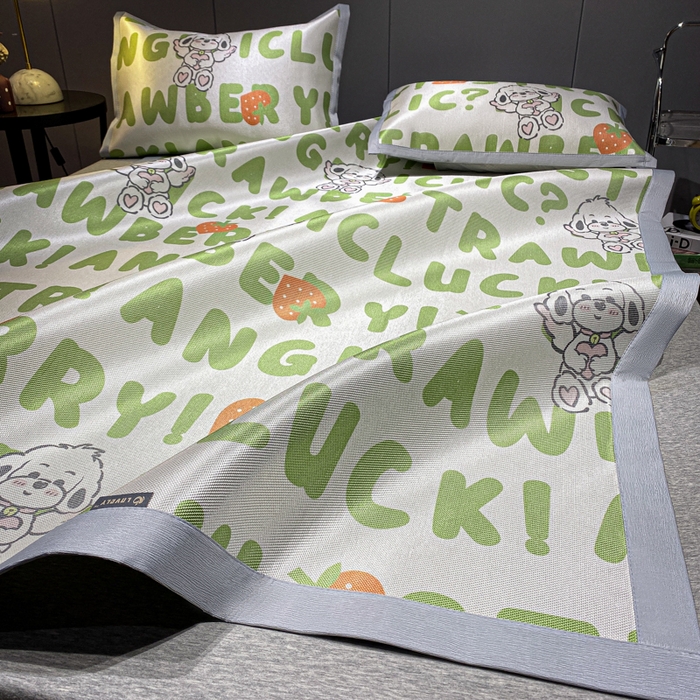 91家纺网 家纺一手货源 找家纺 安哆啦2024新款数码印花冰藤席 天使泰迪