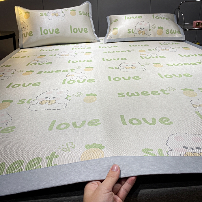 91家纺网 家纺一手货源 找家纺 安哆啦2024新款数码印花冰藤席 字母兔兔