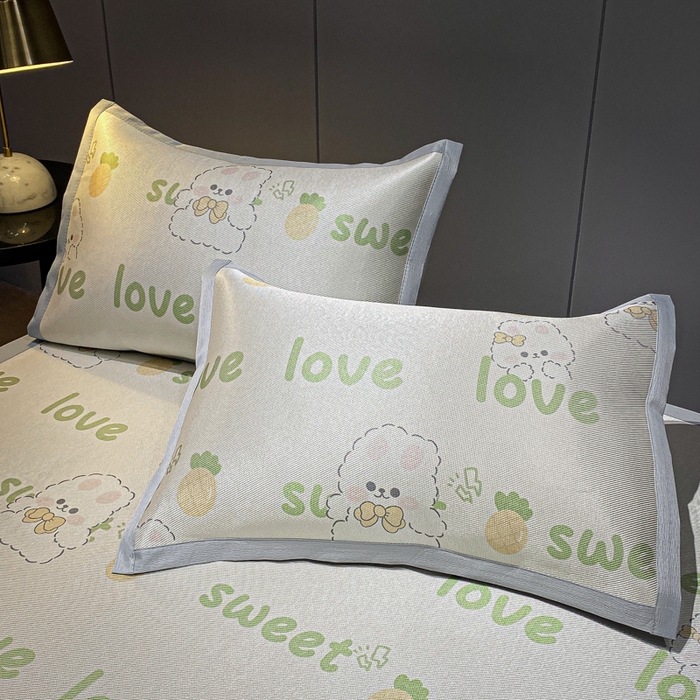 91家纺网 家纺一手货源 找家纺 安哆啦2024新款数码印花冰藤席 字母兔兔