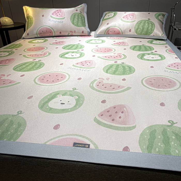 91家纺网 家纺一手货源 找家纺 安哆啦2024新款数码印花冰藤席 小西瓜