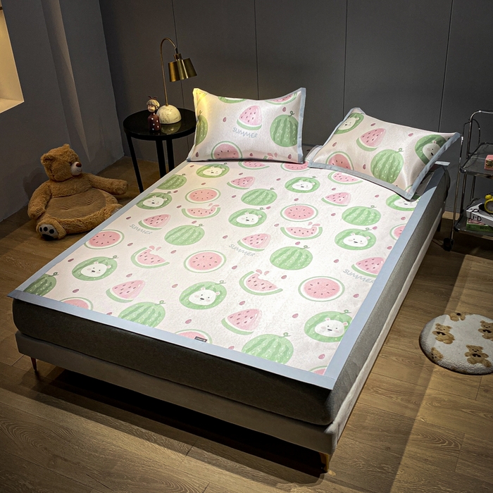 91家纺网 家纺一手货源 找家纺 安哆啦2024新款数码印花冰藤席 小西瓜