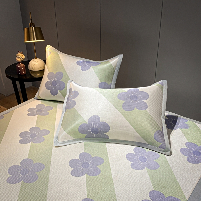 91家纺网 家纺一手货源 找家纺 安哆啦2024新款数码印花冰藤席 斜条小花