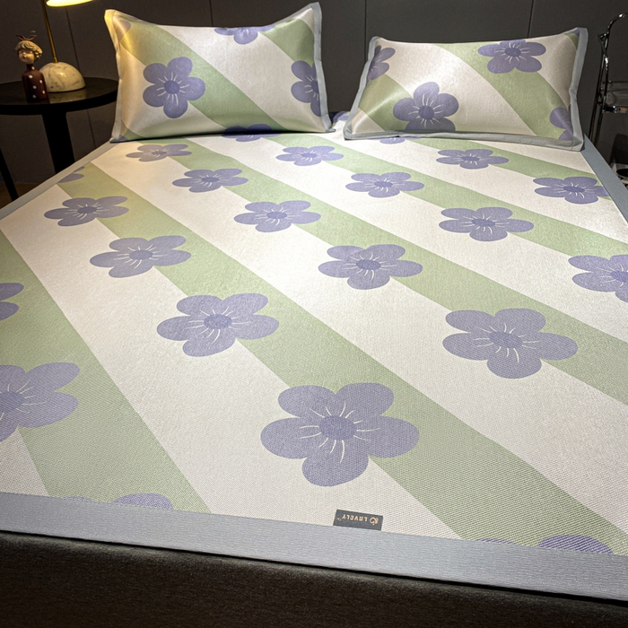 91家纺网 家纺一手货源 找家纺 安哆啦2024新款数码印花冰藤席 斜条小花