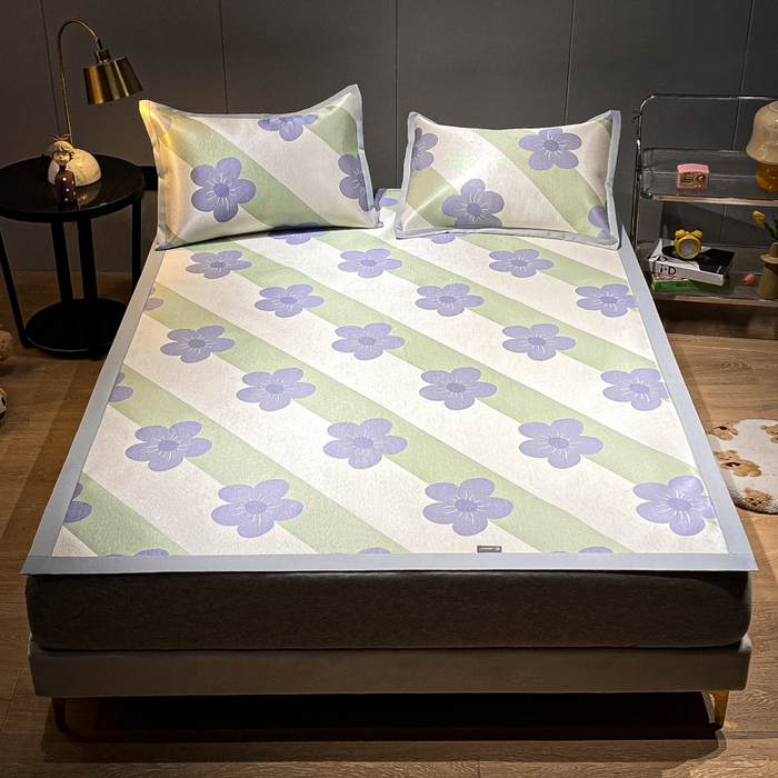 91家纺网 家纺一手货源 找家纺 安哆啦2024新款数码印花冰藤席 斜条小花