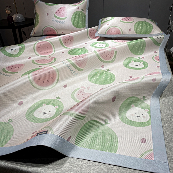 91家纺网 家纺一手货源 找家纺 安哆啦2024新款数码印花冰藤席 小西瓜