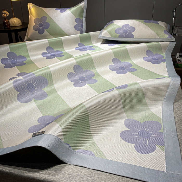 91家纺网 家纺一手货源 找家纺 安哆啦2024新款数码印花冰藤席 斜条小花