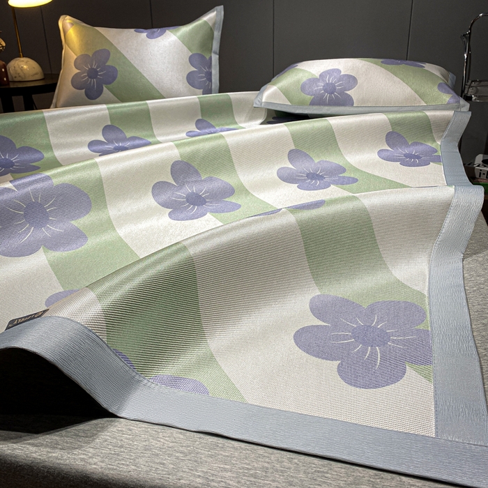 91家纺网 家纺一手货源 找家纺 安哆啦2024新款数码印花冰藤席 斜条小花