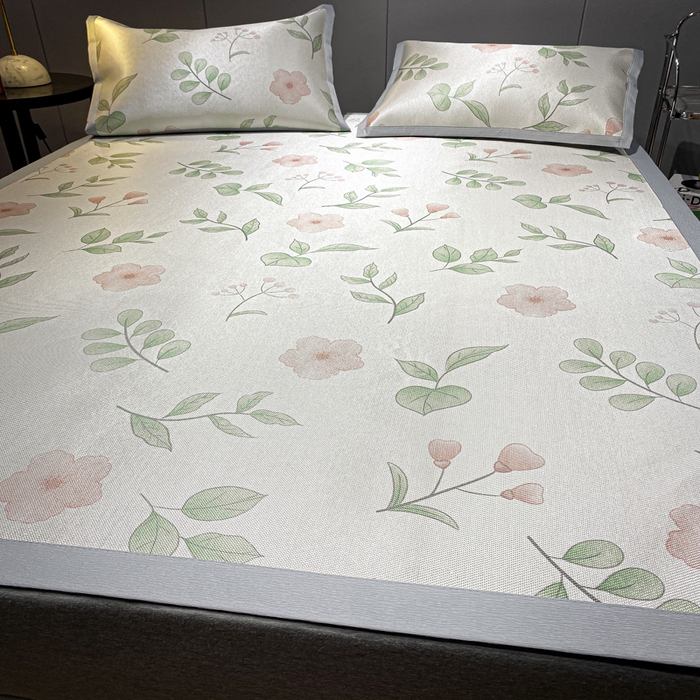 91家纺网 家纺一手货源 找家纺 安哆啦2024新款数码印花冰藤席 花丛间