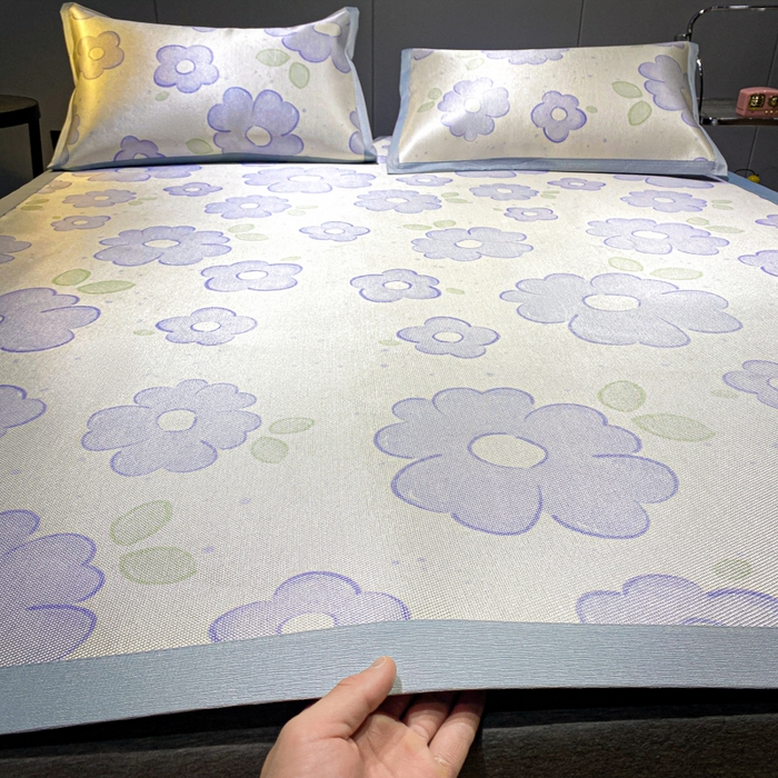 91家纺网 家纺一手货源 找家纺 安哆啦2024新款数码印花冰藤席 花儿朵朵