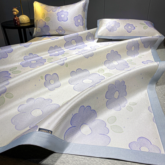 91家纺网 家纺一手货源 找家纺 安哆啦2024新款数码印花冰藤席 花儿朵朵