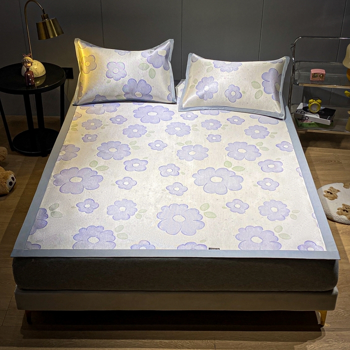 91家纺网 家纺一手货源 找家纺 安哆啦2024新款数码印花冰藤席 花儿朵朵