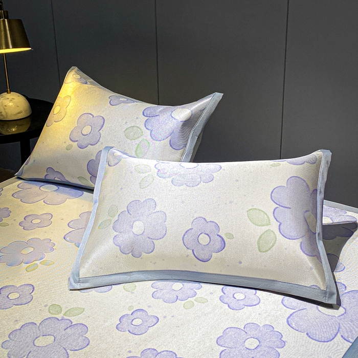 91家纺网 家纺一手货源 找家纺 安哆啦2024新款数码印花冰藤席 花儿朵朵