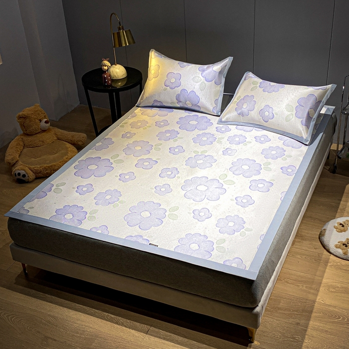 91家纺网 家纺一手货源 找家纺 安哆啦2024新款数码印花冰藤席 花儿朵朵