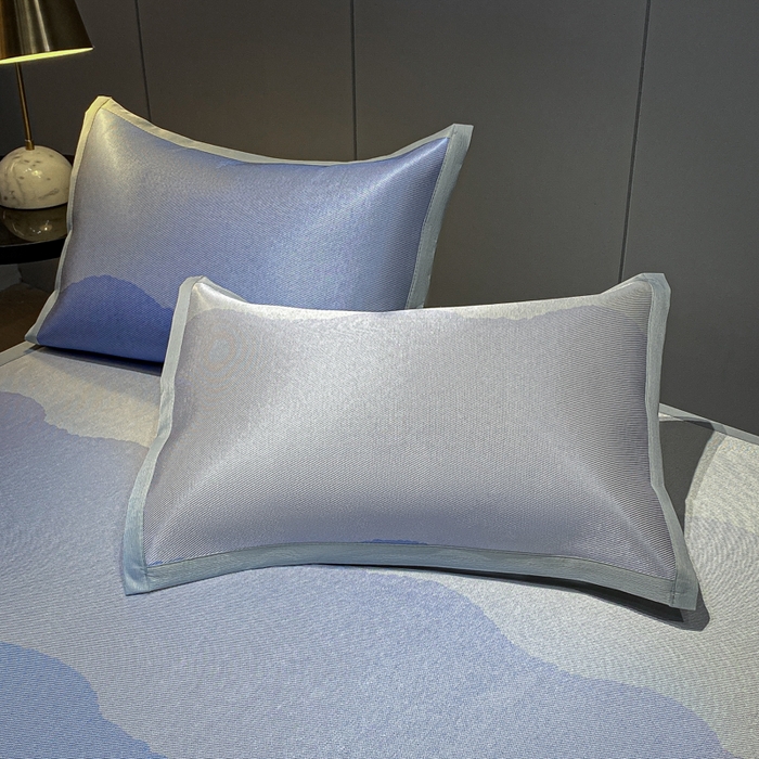 91家纺网 家纺一手货源 找家纺 安哆啦2024新款数码印花冰藤席 蓝色渐变