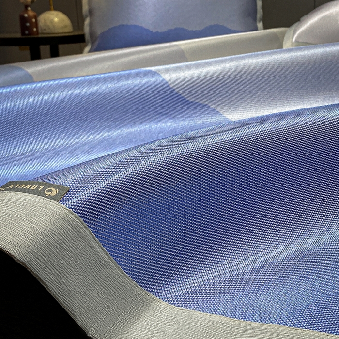 91家纺网 家纺一手货源 找家纺 安哆啦2024新款数码印花冰藤席 蓝色渐变