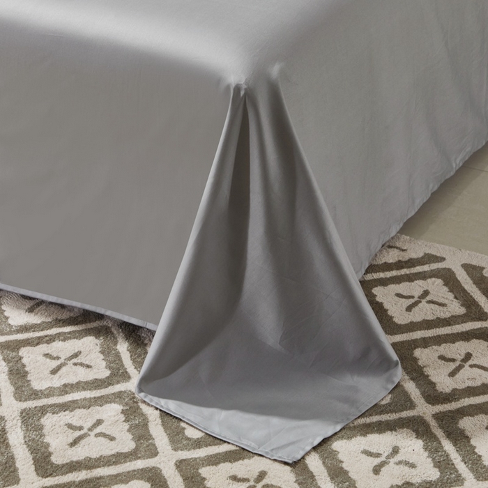 91家纺网 家纺一手货源 找家纺 晶缦 2023新款全棉纯棉60支贡缎长绒棉纯色多规格单品床单 琅夕-奥丁灰