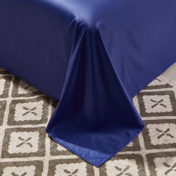 91家纺网 家纺一手货源 找家纺 晶缦 2023新款全棉纯棉60支贡缎长绒棉纯色多规格单品床单 琅夕-克莱因蓝