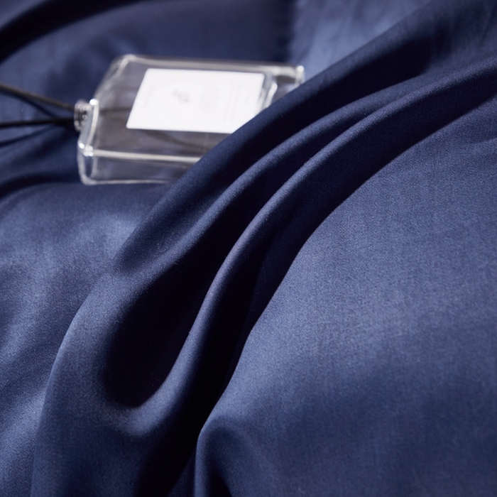 91家纺网 家纺一手货源 找家纺 晶缦 2023新款全棉纯棉60支贡缎长绒棉纯色多规格单品床单 琅夕-丈青色