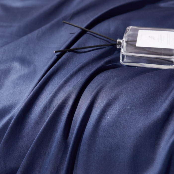 91家纺网 家纺一手货源 找家纺 晶缦 2023新款全棉纯棉60支贡缎长绒棉纯色多规格单品床单 琅夕-丈青色