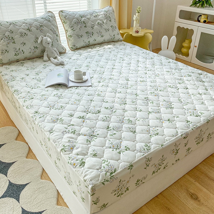 91家纺网 家纺一手货源 找家纺 花言狐语2025新款A类防水床笠隔尿透气席梦思保护套可定制水洗 春意