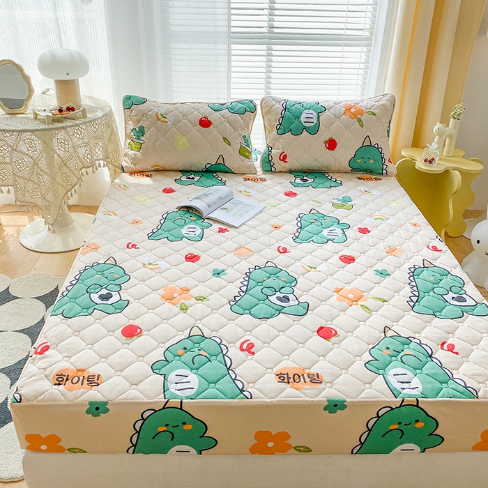 91家纺网 家纺一手货源 找家纺 花言狐语2025新款A类防水床笠隔尿透气席梦思保护套可定制水洗 贪吃龙