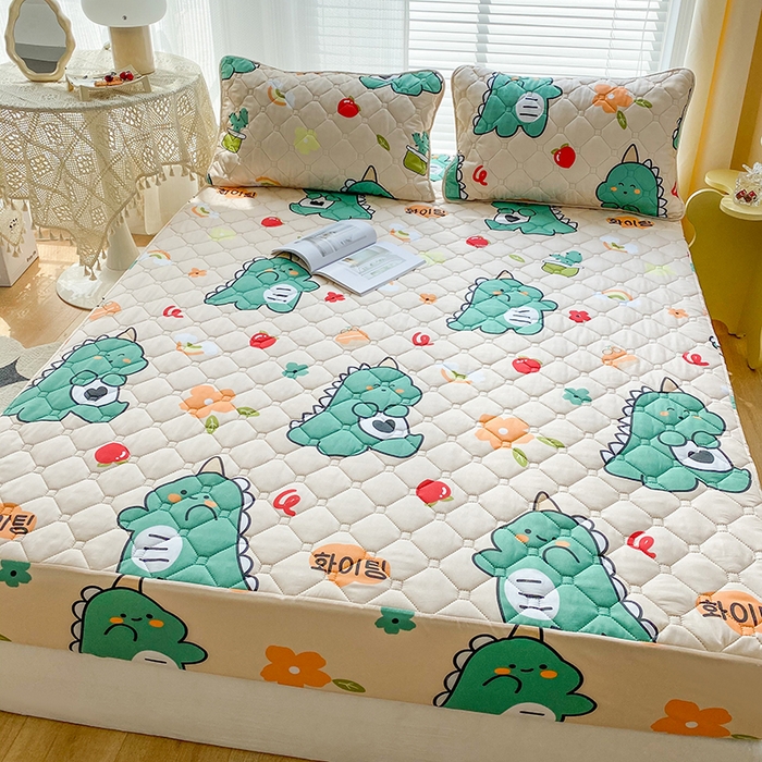 91家纺网 家纺一手货源 找家纺 花言狐语2025新款A类防水床笠隔尿透气席梦思保护套可定制水洗 贪吃龙