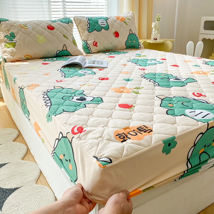 91家纺网 家纺一手货源 找家纺 花言狐语2025新款A类防水床笠隔尿透气席梦思保护套可定制水洗 贪吃龙