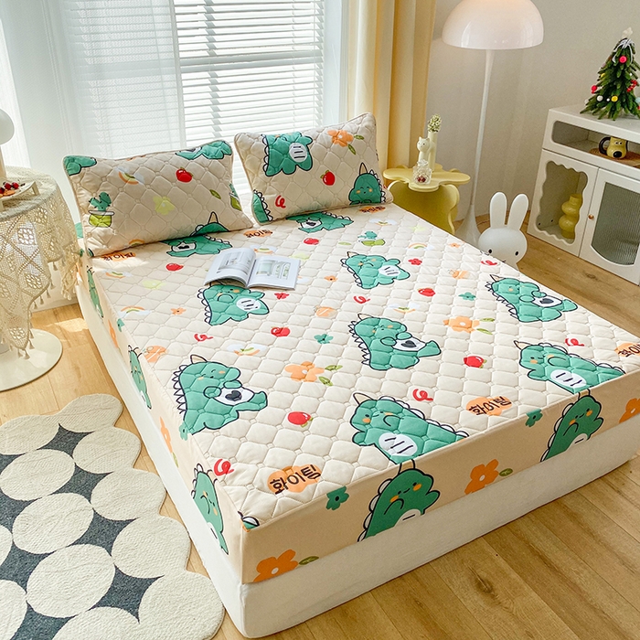 91家纺网 家纺一手货源 找家纺 花言狐语2025新款A类防水床笠隔尿透气席梦思保护套可定制水洗 贪吃龙