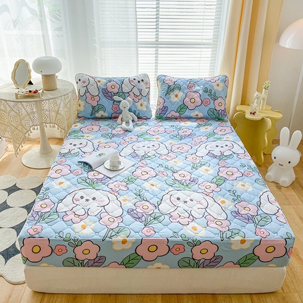 91家纺网 家纺一手货源 找家纺 花言狐语2025新款A类防水床笠隔尿透气席梦思保护套可定制水洗 波比兔