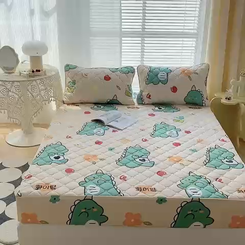 91家纺网 家纺一手货源 找家纺 花言狐语2025新款A类防水床笠隔尿透气席梦思保护套可定制水洗 贪吃龙