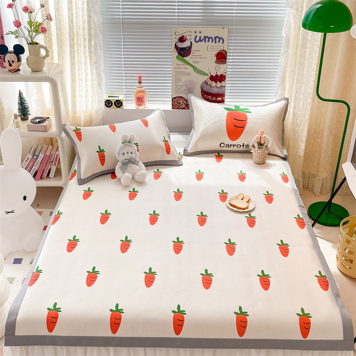 91家纺网 家纺一手货源 找家纺 顾里家纺 2023新款900D数码印花冰藤养生席 胡萝卜