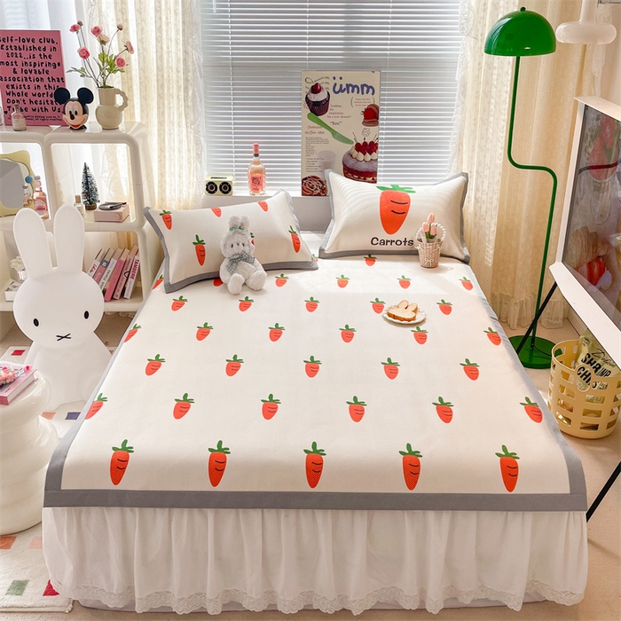 91家纺网 家纺一手货源 找家纺 顾里家纺 2023新款900D数码印花冰藤养生席 胡萝卜