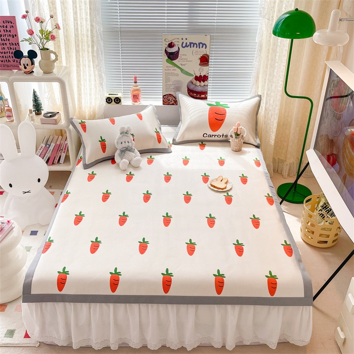 91家纺网 家纺一手货源 找家纺 顾里家纺 2023新款900D数码印花冰藤养生席 胡萝卜