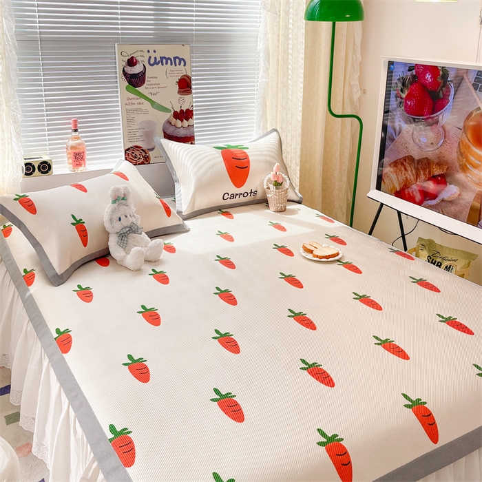 91家纺网 家纺一手货源 找家纺 顾里家纺 2023新款900D数码印花冰藤养生席 胡萝卜