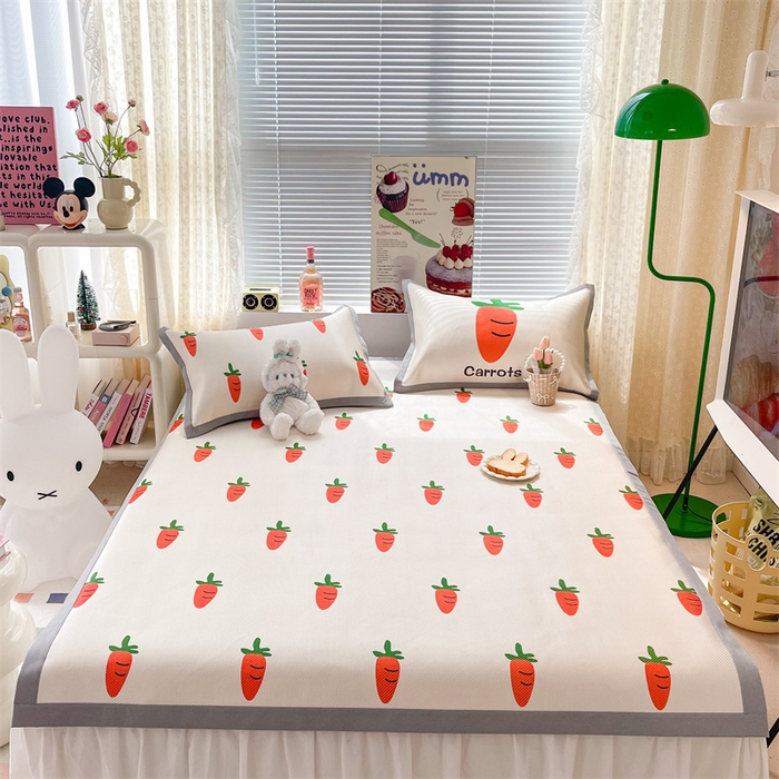 91家纺网 家纺一手货源 找家纺 顾里家纺 2023新款900D数码印花冰藤养生席 胡萝卜