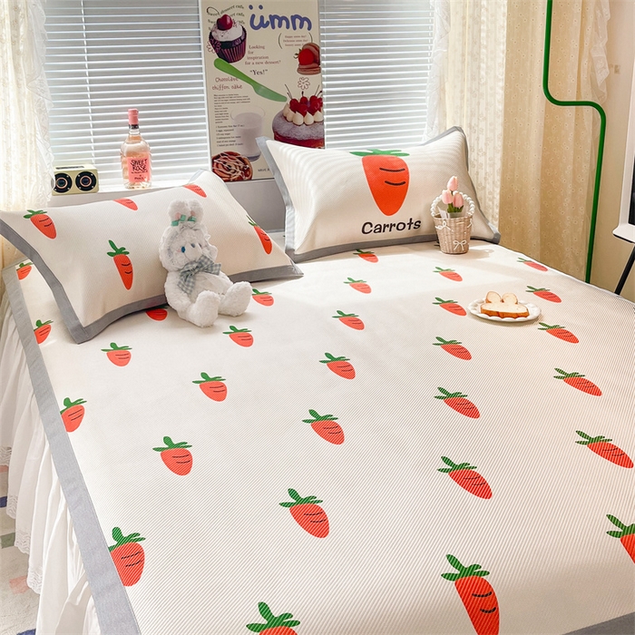 91家纺网 家纺一手货源 找家纺 顾里家纺 2023新款900D数码印花冰藤养生席 胡萝卜