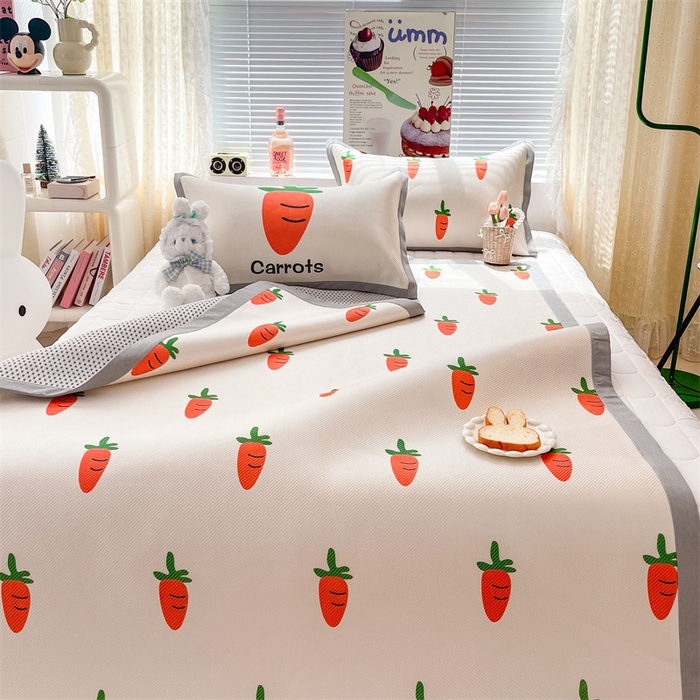 91家纺网 家纺一手货源 找家纺 顾里家纺 2023新款900D数码印花冰藤养生席 胡萝卜