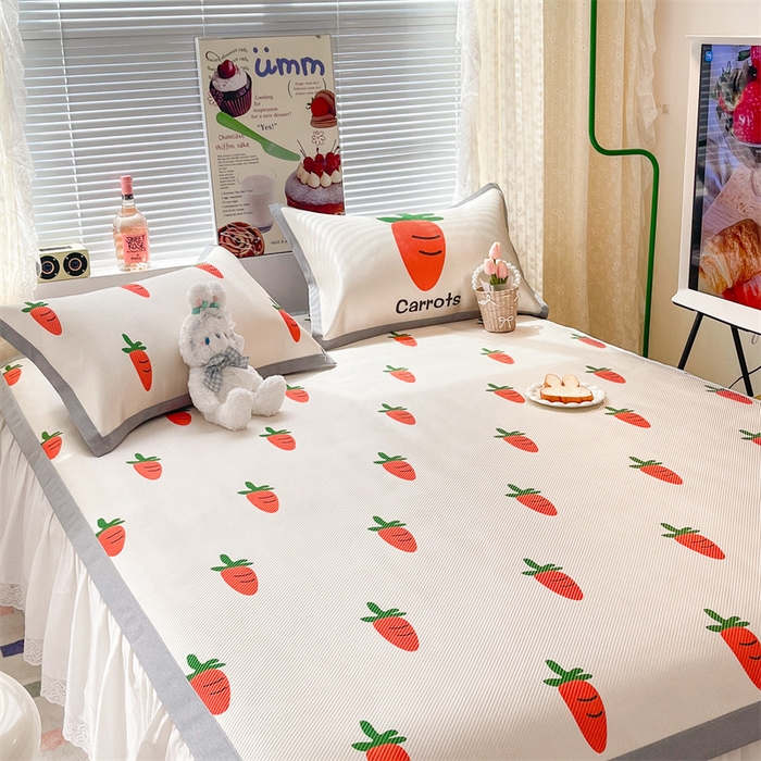 91家纺网 家纺一手货源 找家纺 顾里家纺 2023新款900D数码印花冰藤养生席 胡萝卜