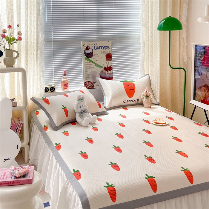 91家纺网 家纺一手货源 找家纺 顾里家纺 2023新款900D数码印花冰藤养生席 胡萝卜