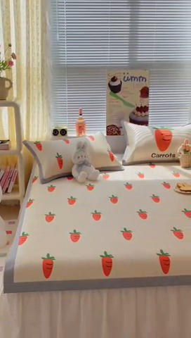 91家纺网 家纺一手货源 找家纺 顾里家纺 2023新款900D数码印花冰藤养生席 胡萝卜