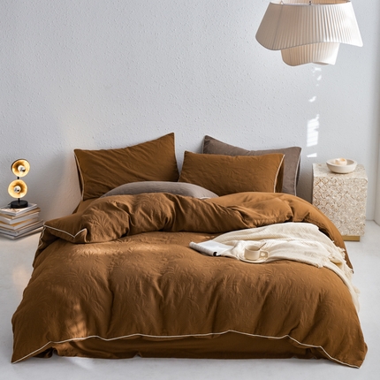 91家纺网 家纺一手货源 找家纺 （总）简家居 2023新款AB版全棉浮雕提花四件套-沐春