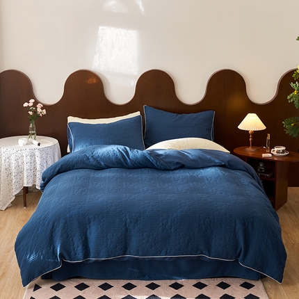 91家纺网 家纺一手货源 找家纺 （总）简家居 2023新款AB版全棉浮雕提花四件套-星回