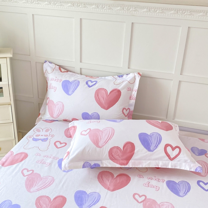 91家纺网 家纺一手货源 找家纺 帛织澜家纺 2025新款12868全棉喷气印花枕套 小兔可可