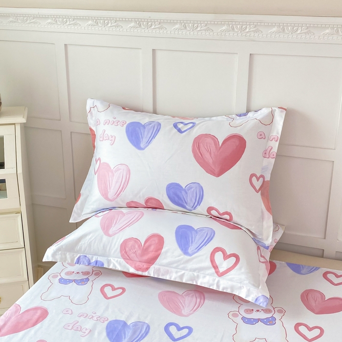 91家纺网 家纺一手货源 找家纺 帛织澜家纺 2025新款12868全棉喷气印花枕套 小兔可可