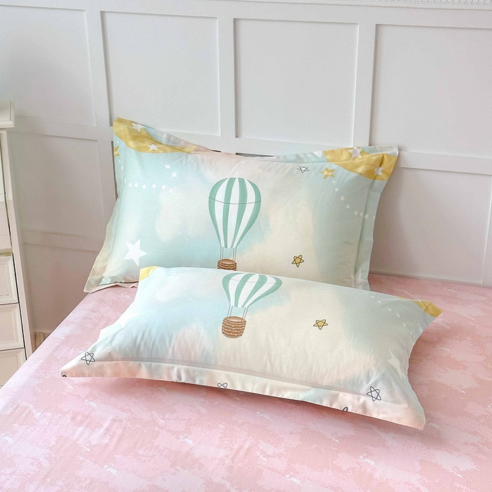 91家纺网 家纺一手货源 找家纺 帛织澜家纺 2025新款12868全棉喷气印花枕套 热气球