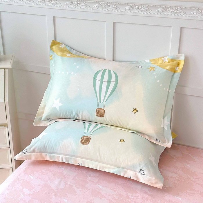 91家纺网 家纺一手货源 找家纺 帛织澜家纺 2025新款12868全棉喷气印花枕套 热气球