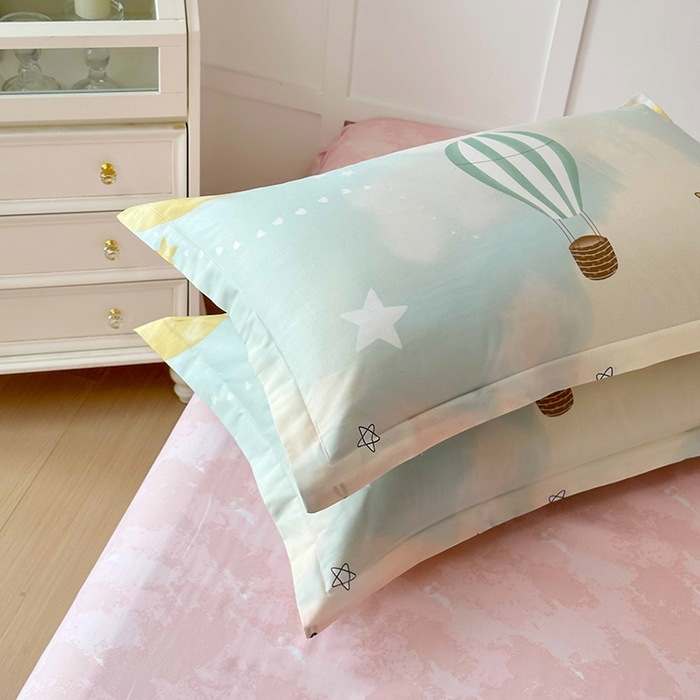 91家纺网 家纺一手货源 找家纺 帛织澜家纺 2025新款12868全棉喷气印花枕套 热气球