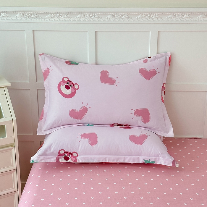 91家纺网 家纺一手货源 找家纺 帛织澜家纺 2025新款12868全棉喷气印花枕套 甜心乐园