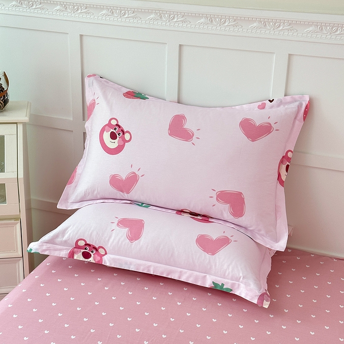 91家纺网 家纺一手货源 找家纺 帛织澜家纺 2025新款12868全棉喷气印花枕套 甜心乐园