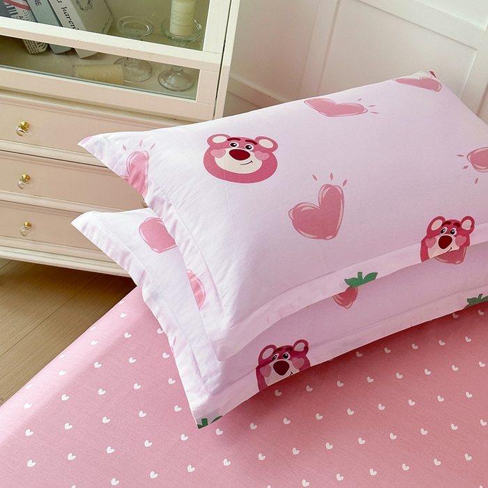 91家纺网 家纺一手货源 找家纺 帛织澜家纺 2025新款12868全棉喷气印花枕套 甜心乐园